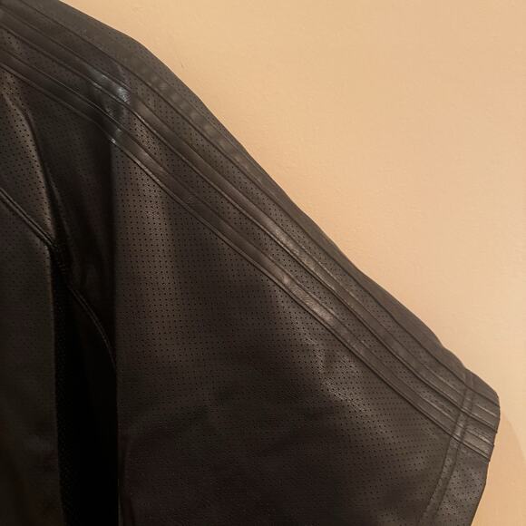 Adidas Originals Faux Leather Baseball Jersey Men's Large Black Snap Down 2024 - Picture 4 of 16